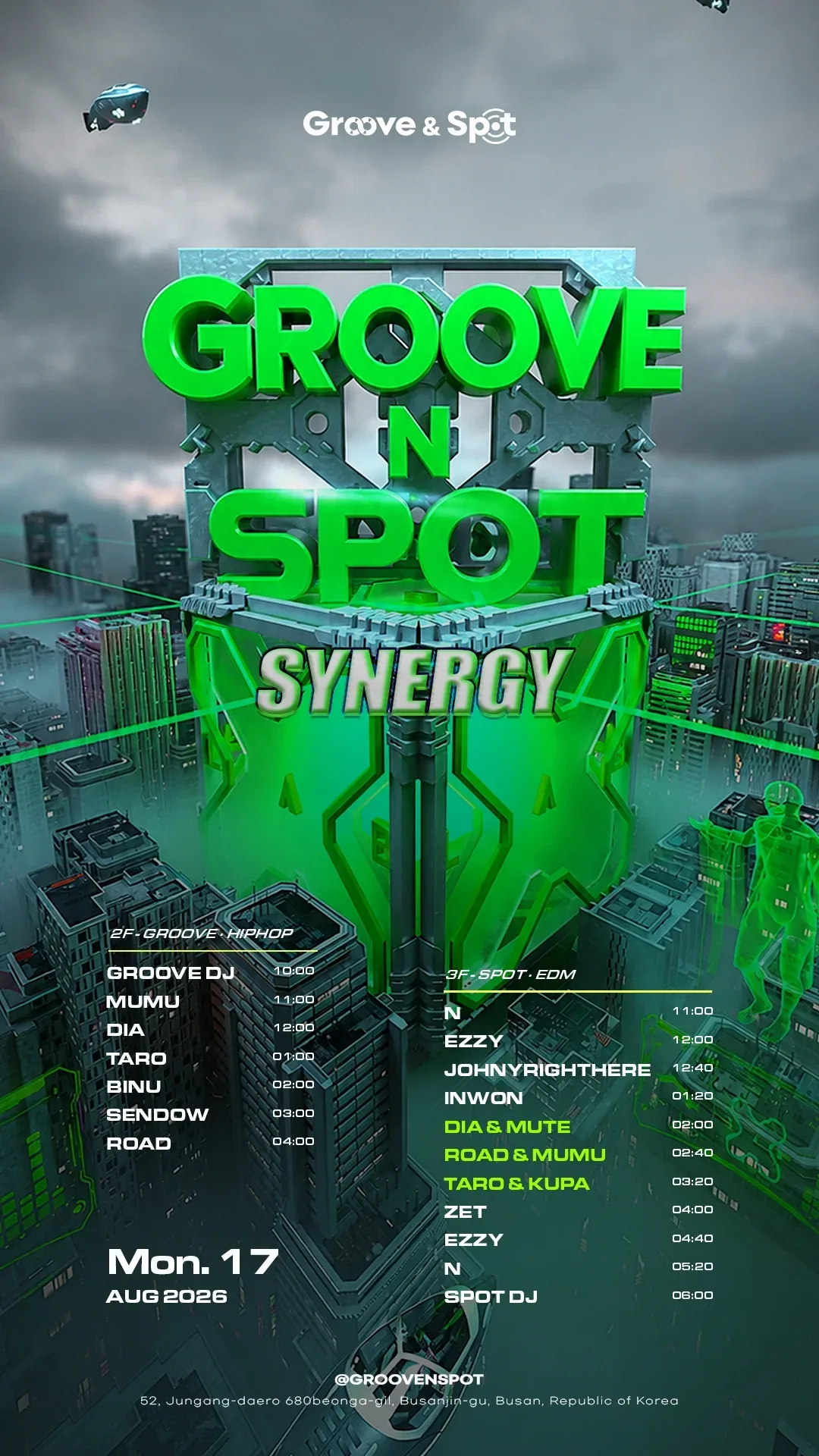MONDAY NIGHT · Groove & Spot Busan 2026-08-17
