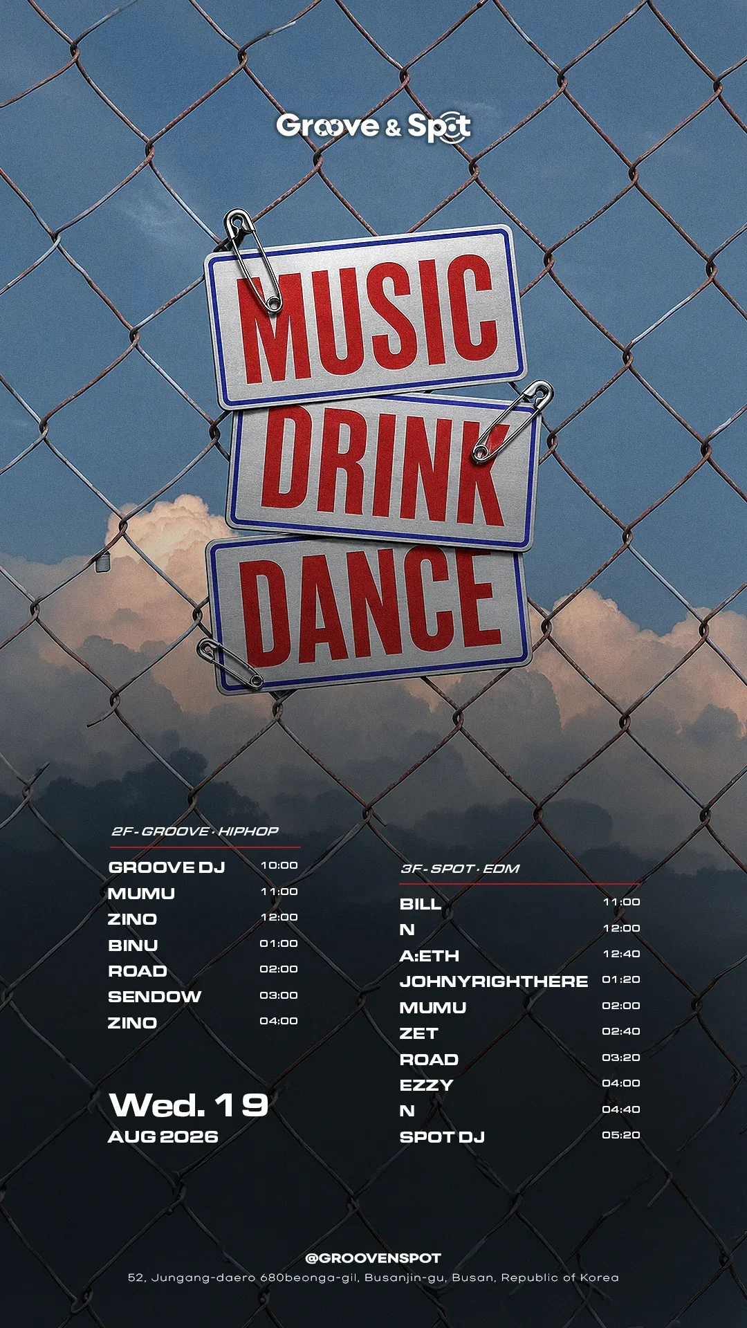 WEDNESDAY NIGHT · Groove & Spot Busan 2026-08-19