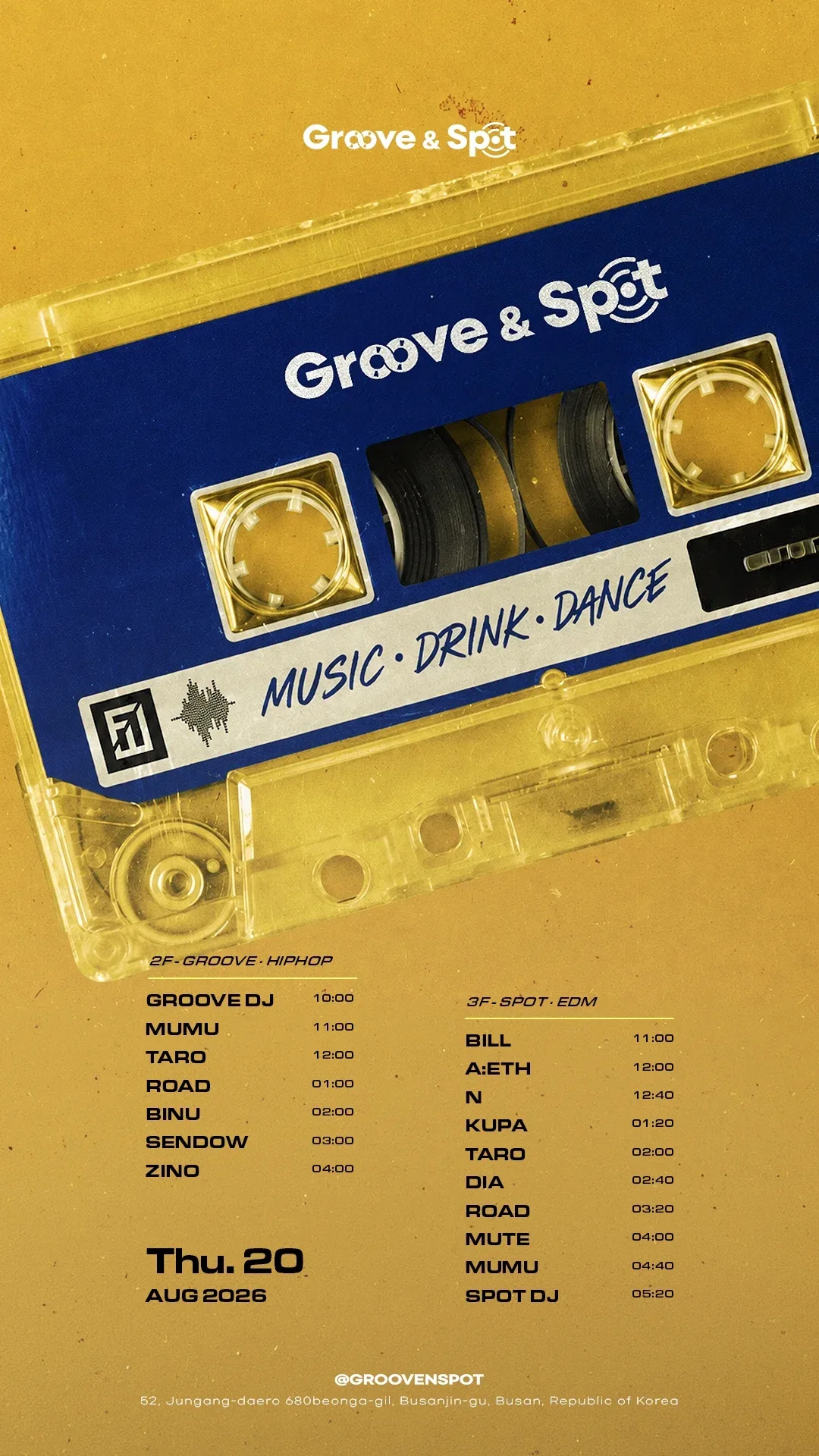 THURSDAY NIGHT · Groove & Spot Busan 2026-08-20