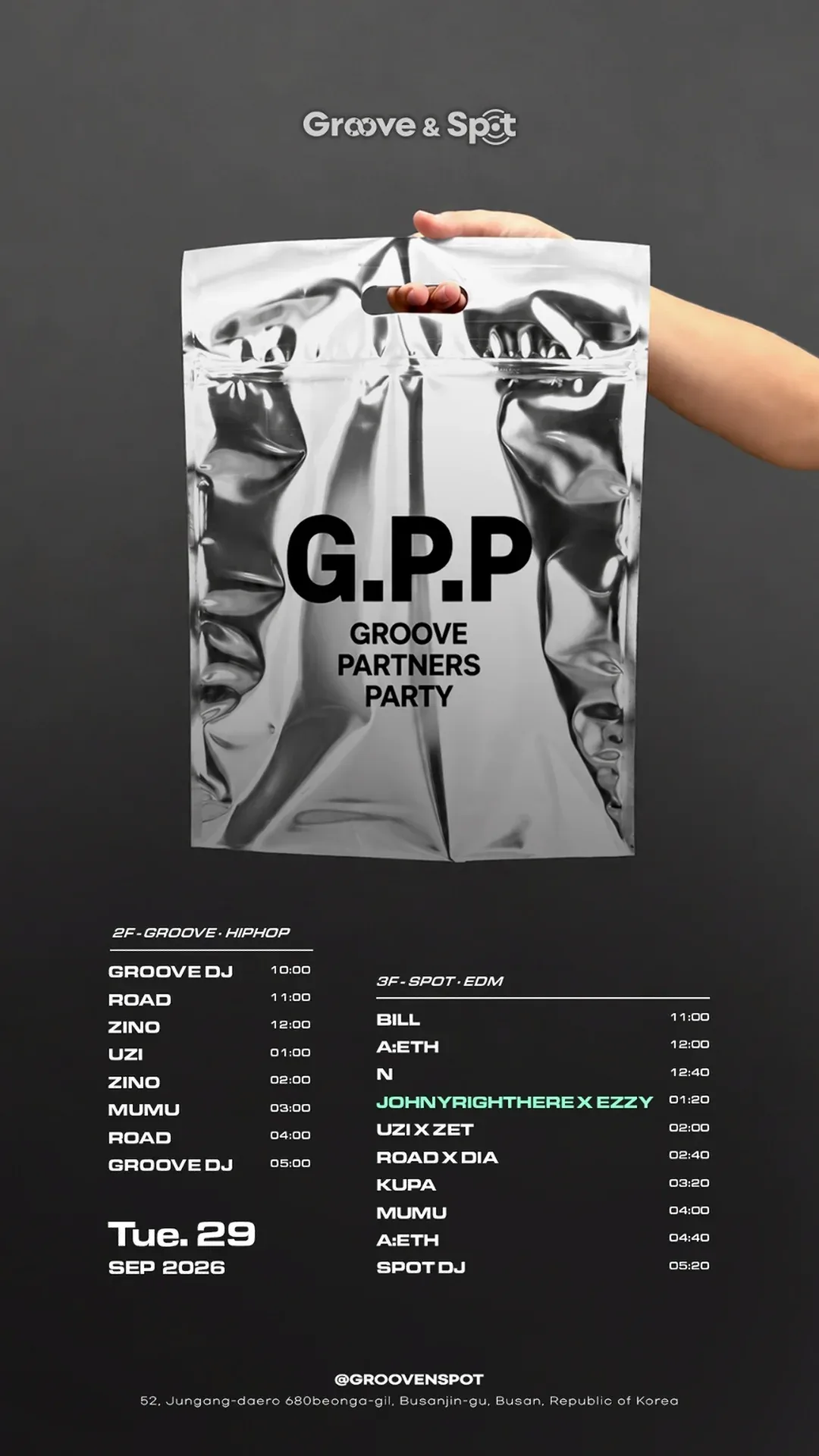 TUESDAY NIGHT · Groove & Spot Busan 2026-09-29