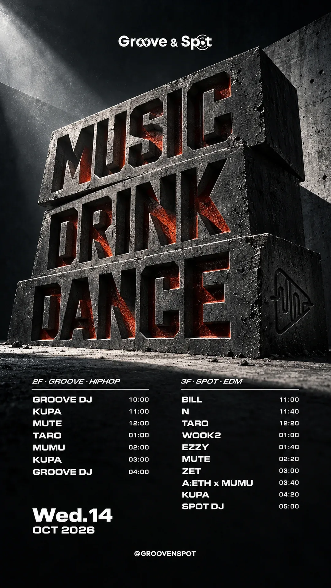 WEDNESDAY NIGHT · Groove & Spot Busan 2026-10-14