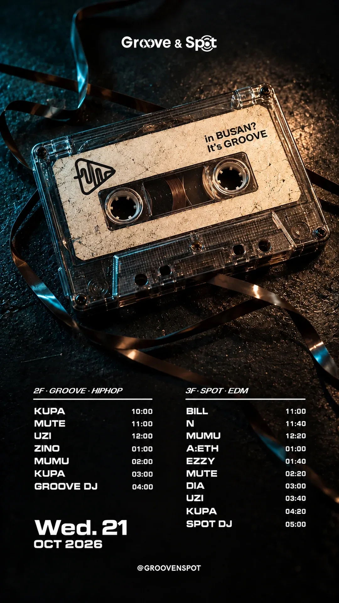 WEDNESDAY NIGHT · Groove & Spot Busan 2026-10-21