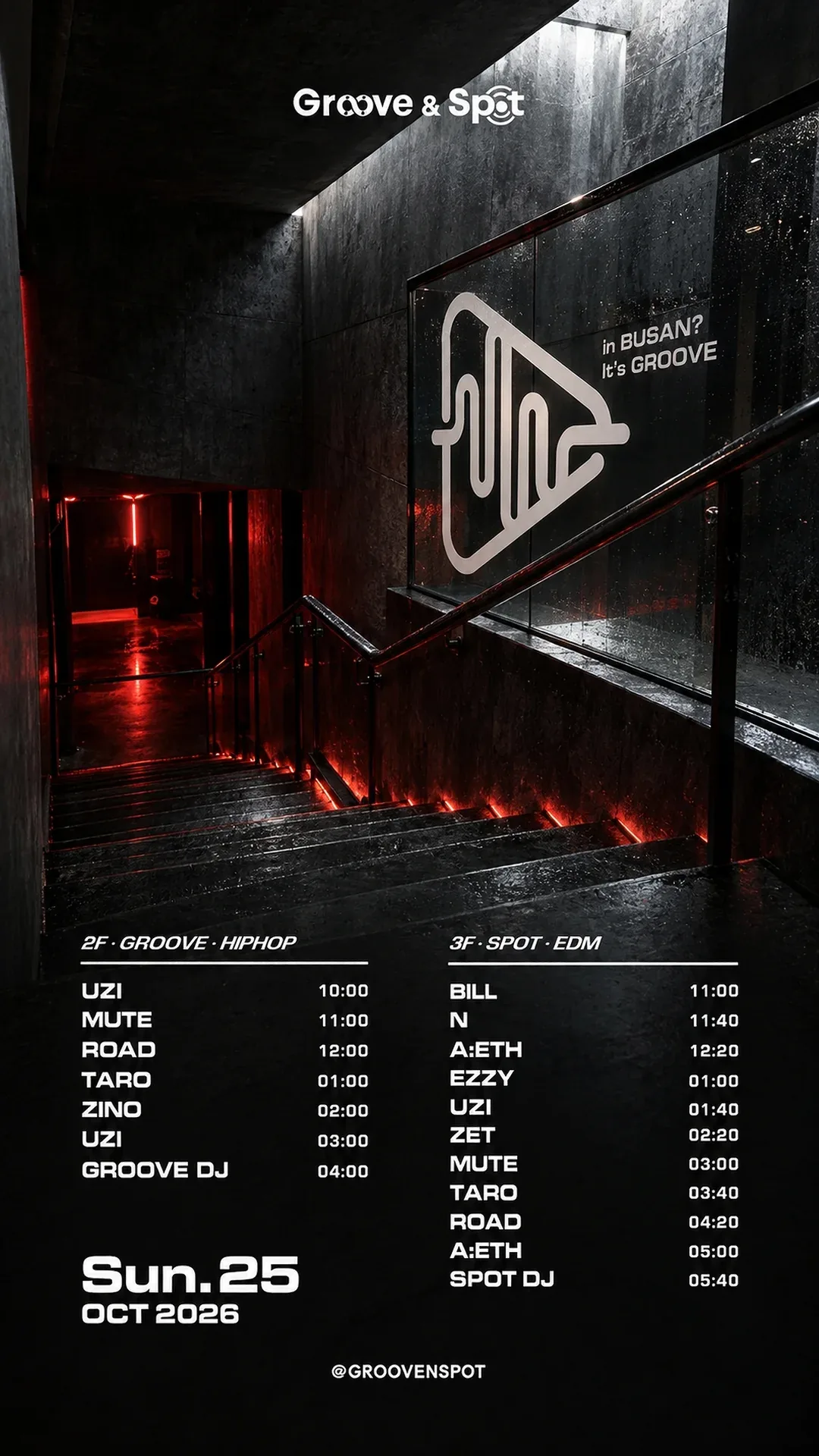 SUNDAY NIGHT · Groove & Spot Busan 2026-10-25