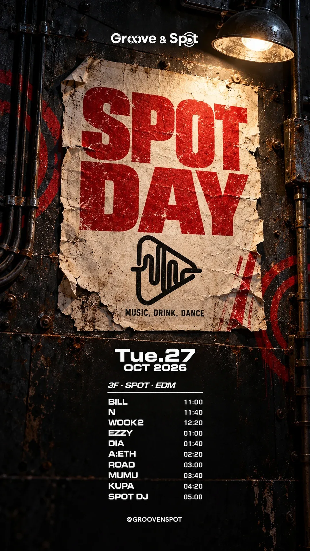 TUESDAY NIGHT · Groove & Spot Busan 2026-10-27
