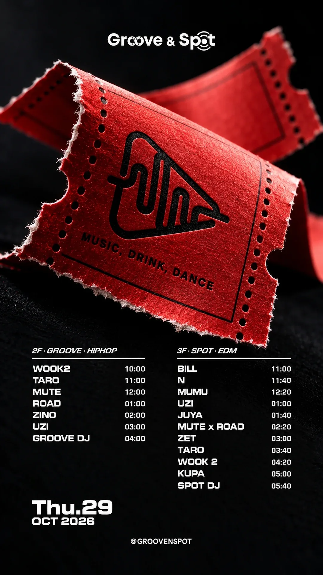 THURSDAY NIGHT · Groove & Spot Busan 2026-10-29